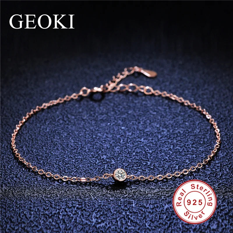 Rose Round 0.1ct Diamond Test D VVS1 Moissanite Bracelet