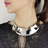 Geometric Hollow Alloy Torques Choker Necklaces For Women