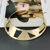 Geometric Hollow Alloy Torques Choker Necklaces For Women