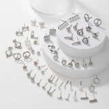 30 Pairs Sweet Heart-shaped Imitation-pearl Stud Earrings for Women