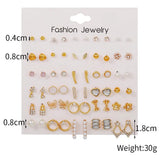 30 Pairs Sweet Heart-shaped Imitation-pearl Stud Earrings for Women