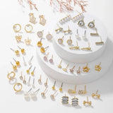 30 Pairs Sweet Heart-shaped Imitation-pearl Stud Earrings for Women