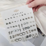 30 Pairs Sweet Heart-shaped Imitation-pearl Stud Earrings for Women
