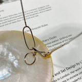 925 Silver Choker Necklace with Circle Pendant Asymmetric Jewelry