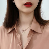925 Silver Choker Necklace with Circle Pendant Asymmetric Jewelry