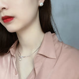 925 Silver Choker Necklace with Circle Pendant Asymmetric Jewelry