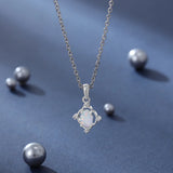 925 Silver Chain Necklace Zircon Opal Stone Statement Jewelry
