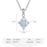 925 Silver Chain Necklace Zircon Opal Stone Statement Jewelry
