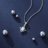 925 Silver Chain Necklace Zircon Opal Stone Statement Jewelry