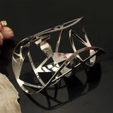 Geometric Alloy Cuff Bracelet Wide Open Decorated Hollow Out Metal Bangles