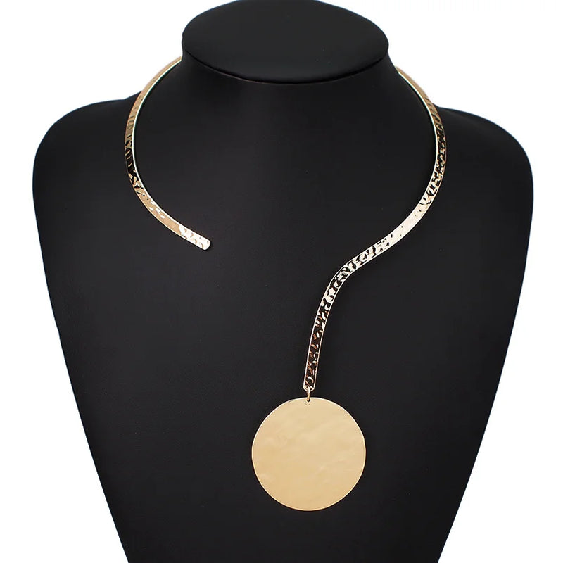 Geometric Alloy Torques Choker Necklaces Metal Bib Collar