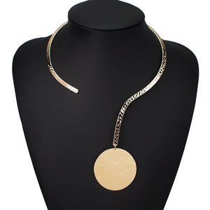 Geometric Alloy Torques Choker Necklaces Metal Bib Collar