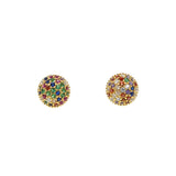 925 Sterling Silver Colorful Rainbow Cz Geometric Ball Stud Earring