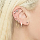 925 Sterling Silver Colorful Rainbow Cz Geometric Ball Stud Earring