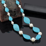 Geometric Beaded Turquoise String Bead Necklace