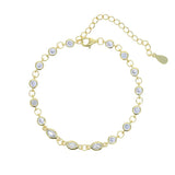 Geometric CZ Bezel Station Chain 925 Silver Bracelet