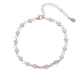 Geometric CZ Bezel Station Chain 925 Silver Bracelet