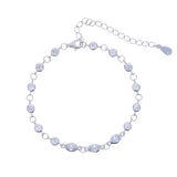 Geometric CZ Bezel Station Chain 925 Silver Bracelet