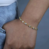 Geometric CZ Bezel Station Chain 925 Silver Bracelet