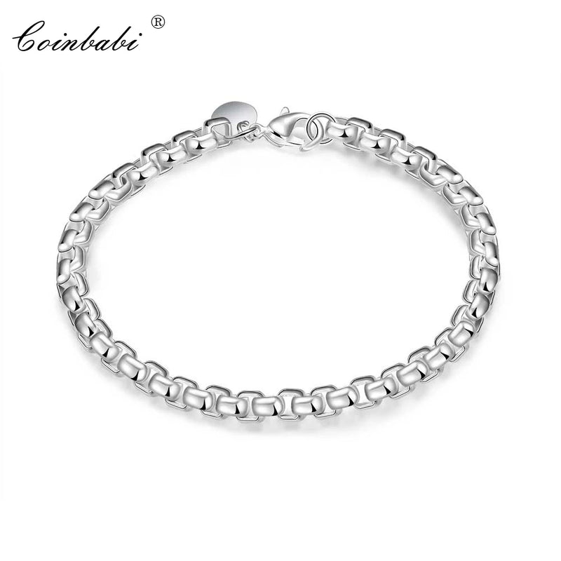 Geometric 925 Sterling Silver Bracelet, Fashion Gift for Lady Girls