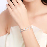 Geometric Silver Toggle Bracelet, 925 Sterling Silver Gift for Her
