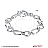 Geometric Silver Toggle Bracelet, 925 Sterling Silver Gift for Her