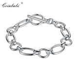 Geometric Silver Toggle Bracelet, 925 Sterling Silver Gift for Her