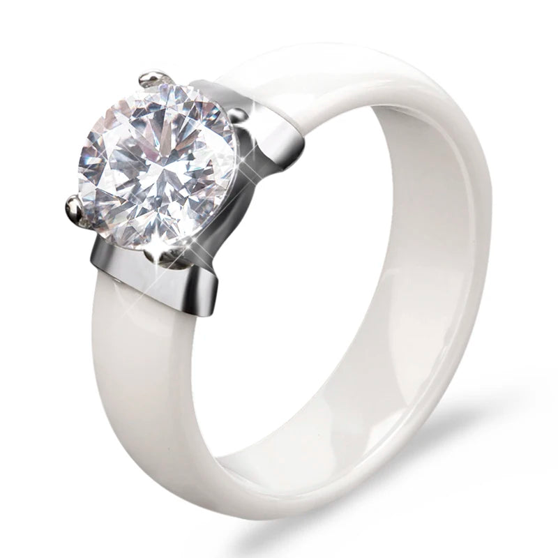Geometric CZ Rhinestone Rings Ceramic Wedding Gift