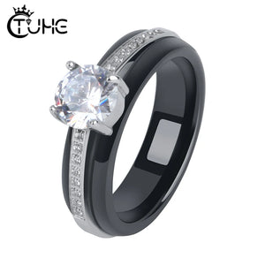 Geometric CZ Rhinestone Rings Ceramic Wedding Gift