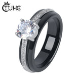 Geometric CZ Rhinestone Rings Ceramic Wedding Gift