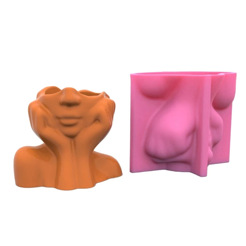 Geometric Cheek Support Face Gypsum Silicone Molds Storage Box Mold
