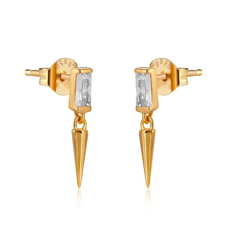 Geometric Cone Stud Earrings 925 Silver Ear Needle Birthday Jewelry