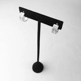 Geometric Creole Hoop Earrings 925 Silver Zircon Stones