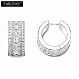 Geometric Creole Hoop Earrings 925 Silver Zircon Stones