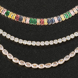 Geometric Crystal Tennis Chains Necklace Women Kpop Iced Out Zirconia