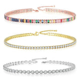 Geometric Crystal Tennis Chains Necklace Women Kpop Iced Out Zirconia