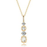 Geometric CZ Pendant Chain Necklace for Women S925 Silver 14K