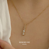 Geometric CZ Pendant Chain Necklace for Women S925 Silver 14K