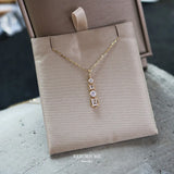 Geometric CZ Pendant Chain Necklace for Women S925 Silver 14K