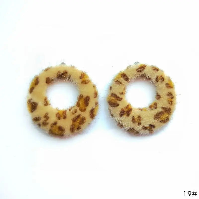 Geometric DIY Earrings Leopard Plush Winter Ring 8pcs