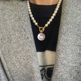 Delicate Christmas Gift Heart Pearl Evil Eye Charm Chain Necklace