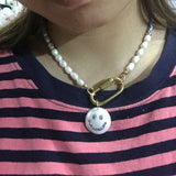 Delicate Christmas Gift Heart Pearl Evil Eye Charm Chain Necklace