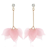 Geometric Clip-on Earrings Transparent Flower Rhinestone Tassel Acrylic