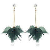 Geometric Clip-on Earrings Transparent Flower Rhinestone Tassel Acrylic