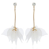 Geometric Clip-on Earrings Transparent Flower Rhinestone Tassel Acrylic