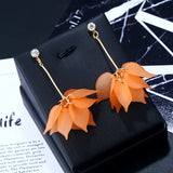 Geometric Clip-on Earrings Transparent Flower Rhinestone Tassel Acrylic
