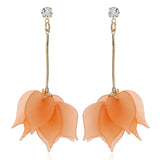 Geometric Clip-on Earrings Transparent Flower Rhinestone Tassel Acrylic