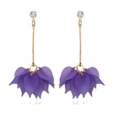 Geometric Clip-on Earrings Transparent Flower Rhinestone Tassel Acrylic