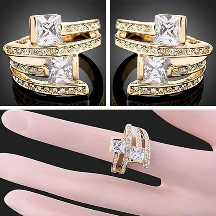 Geometric CZ Vintage Ring Women Wedding Engagement Jewelry