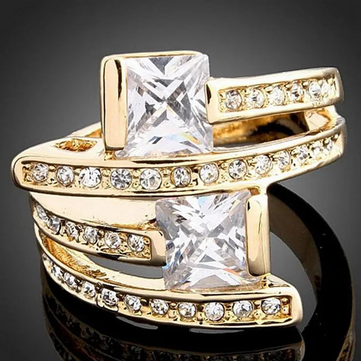Geometric CZ Vintage Ring Women Wedding Engagement Jewelry